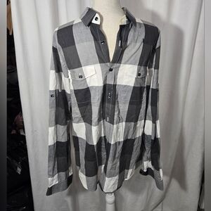 Men's Express Ultra Slim Checkered Button Down Shirt Sz Large